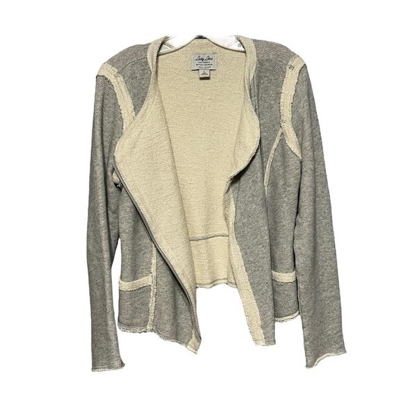 Lucky Brand Lucky Lotus Softest Fleece Moto Jacket Cropped Asymmetric Zip Front - Picture 2 of 6